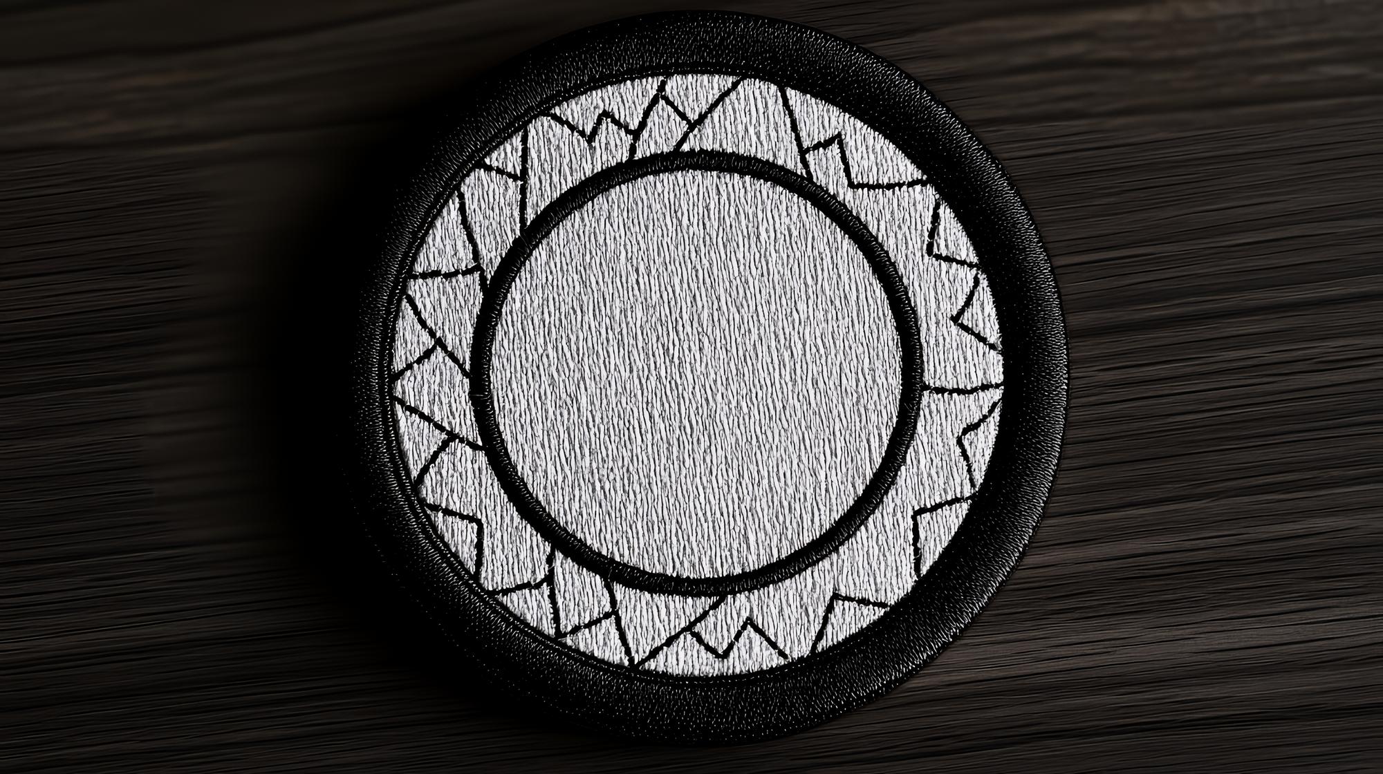 minimal geometric embroidered badge